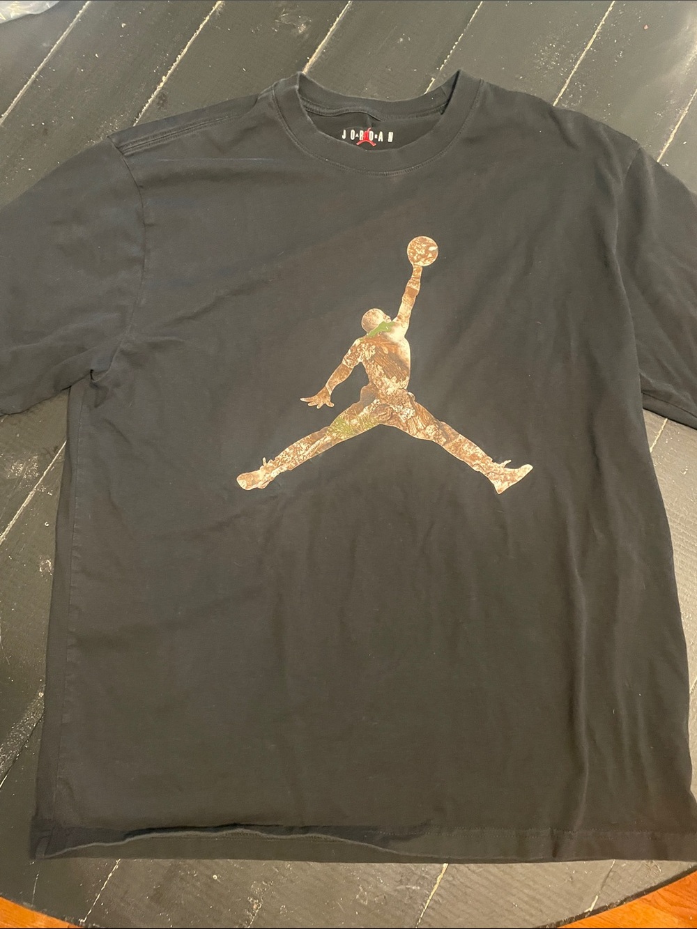 Jordan Black Tee with Camo Jumpman